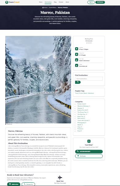 Professional Travel & Tours Website Development with Admin Dashboard