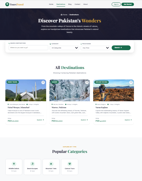 Professional Travel & Tours Website Development with Admin Dashboard